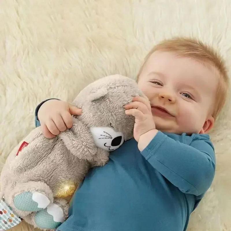 Baby Breathe Bear Soothes Baby Otter Plush Toy Children Soothing Music Sleep Companion Sound And Light Stuffed Doll Toy Gifts