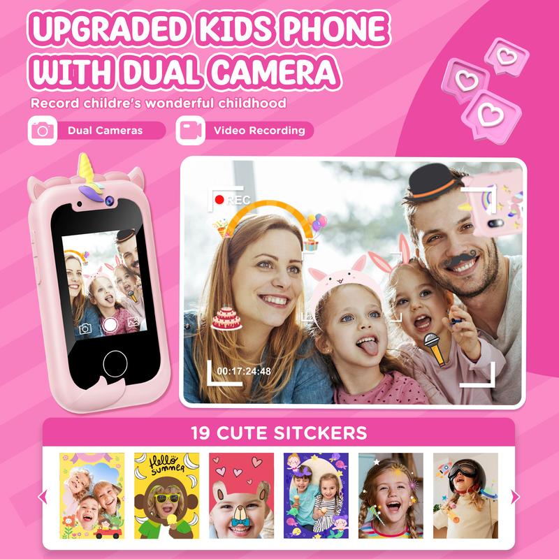 Kids Smart Phone Toy for Girls (Ages 3-10) – Real Play Cell Phone, Perfect Christmas & Birthday Gift (Pink) dual camera unicorn