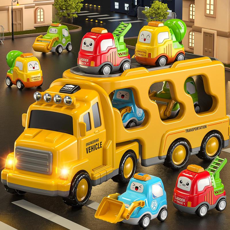 Cartoon Cute Construction Vehicle - Toy Trucks Toys Transport Vehicle Carrier Truck, Trucks Toy Sets Playset Toys Gift Toys