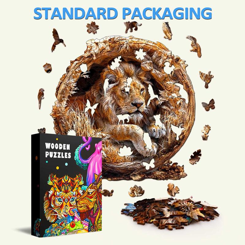 3D Lion Wooden Jigsaw Puzzle - Educational Toy for Kids and Adults 3d  wooden