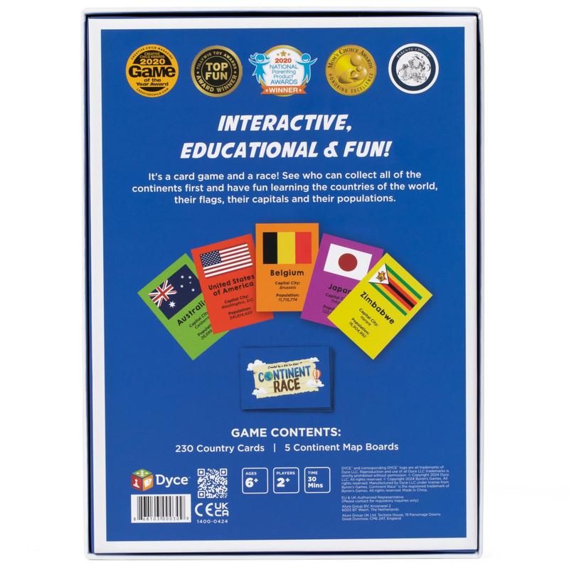 Continent Race Geography Educational Board Game for Kids, Tweens, Family, Friends, Teachers and Classrooms - Learn About Flags & Countries Around The World