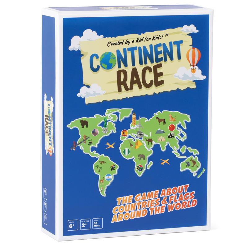 Continent Race Geography Educational Board Game for Kids, Tweens, Family, Friends, Teachers and Classrooms - Learn About Flags & Countries Around The World