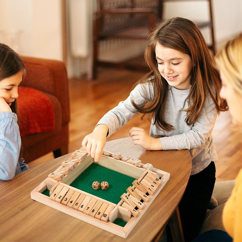 Wooden Shut The Box Game (2-4 Players) -Shut The Box Game Wooden Dice Game ,2 Dice - Wooden Board Table Math Game Amusing Addition Game for Kids & Adults, Family Wooden Board Table Math Games, Dices Classics Tabletop Version Games for Classroom,Home,Party