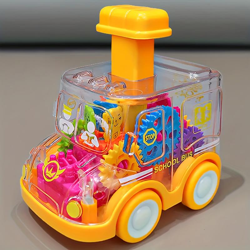 Children Cartoon Transparent Gear Toy Car, Educational Pull Back Car Model, Boy And Girl Christmas Halloween Thanksgiving Birthday Gift ( Gear Color Is Random)