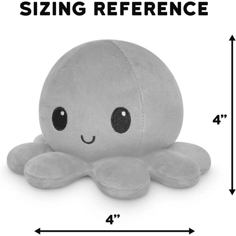 TeeTurtle - The Original Reversible Octopus Plushie - Love + Hate - Cute Sensory Fidget Stuffed Animals That Show Your Mood - Perfect for Valentine's Day! 4 inch