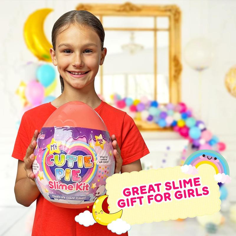 GirlZone My Cutie Pie Slime Kit, Fun Slime Making Kit for Girls to Make Butter Slime and Slime for Girls Keychains, Sensory Slime Kits for Girls, Ideal and Thanksgiving Gift for Kids