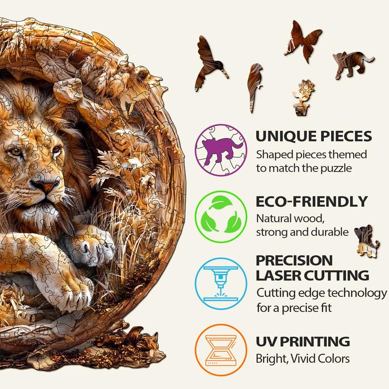 3D Lion Wooden Jigsaw Puzzle - Educational Toy for Kids and Adults 3d  wooden