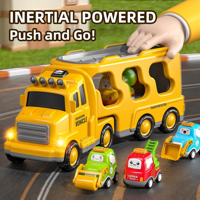 Cartoon Cute Construction Vehicle - Toy Trucks Toys Transport Vehicle Carrier Truck, Trucks Toy Sets Playset Toys Gift Toys