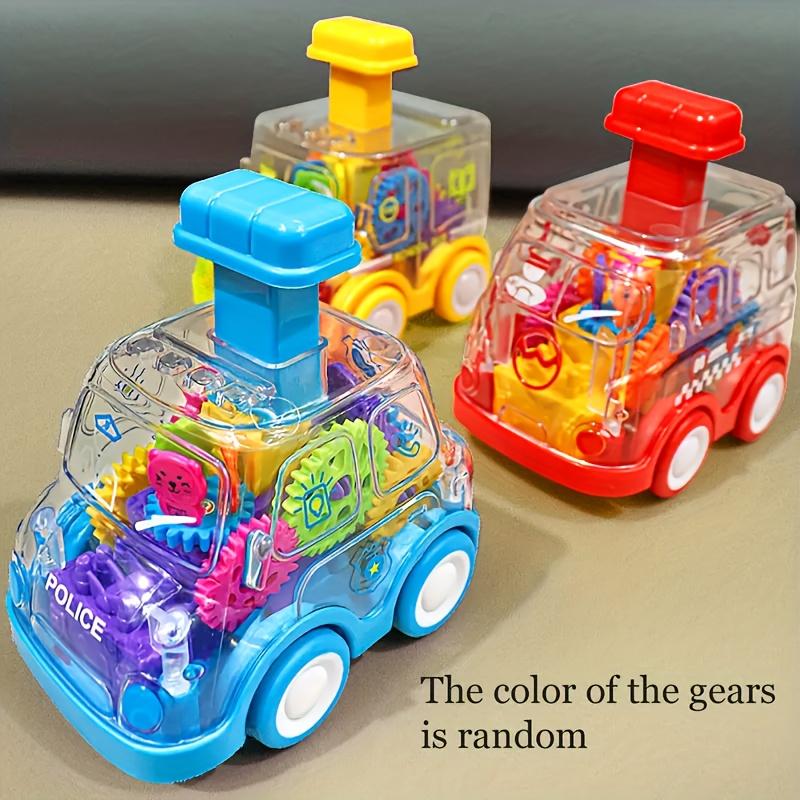 Children Cartoon Transparent Gear Toy Car, Educational Pull Back Car Model, Boy And Girl Christmas Halloween Thanksgiving Birthday Gift ( Gear Color Is Random)