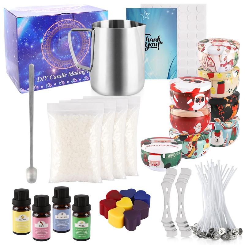 DIY Candle Making Kit, 1 Set Soybean Wax Candle Making Kit, Candle Making Supplies for Home Decor, Gift for Friends & Family