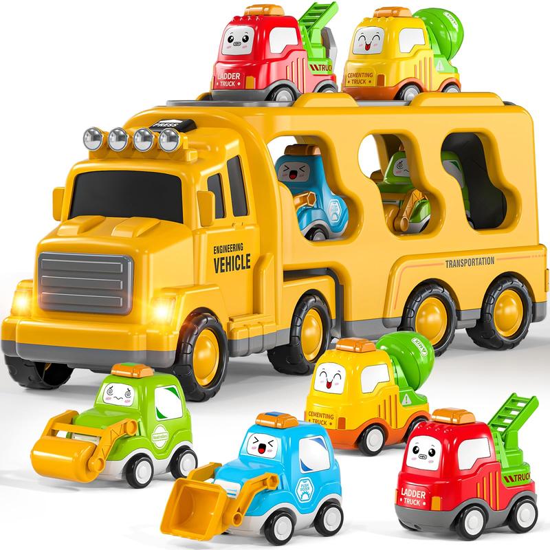 Cartoon Cute Construction Vehicle - Toy Trucks Toys Transport Vehicle Carrier Truck, Trucks Toy Sets Playset Toys Gift Toys