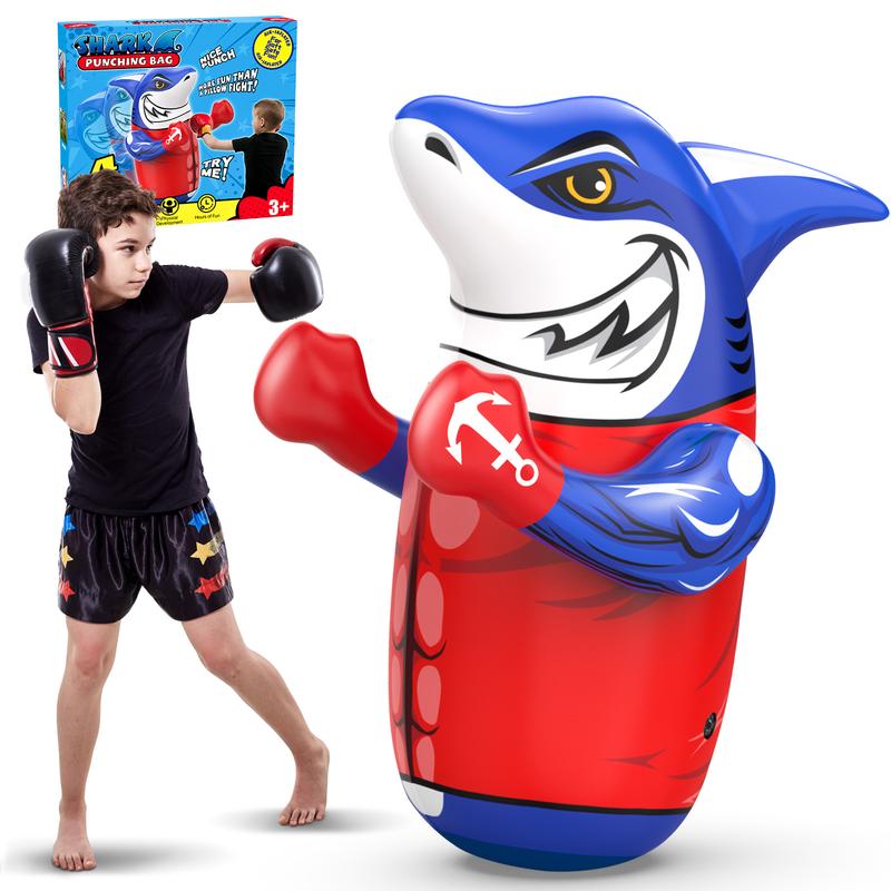 Mr. Shark Inflatable Bopper, Kids Punching Bag Toys with Bounce-Back Action, Uniquely-Designed Durable Indoor & Outdoor Toys Interactive Electronic.