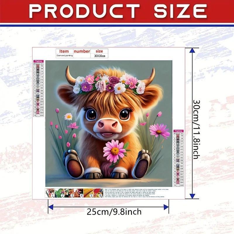 Cow Pattern DIY Diamond Art Painting Picture Without Frame, DIY 5D Diamond Arts Painting Kit, Wall Art Decor for Home Living Room Bedroom, Christmas Gift