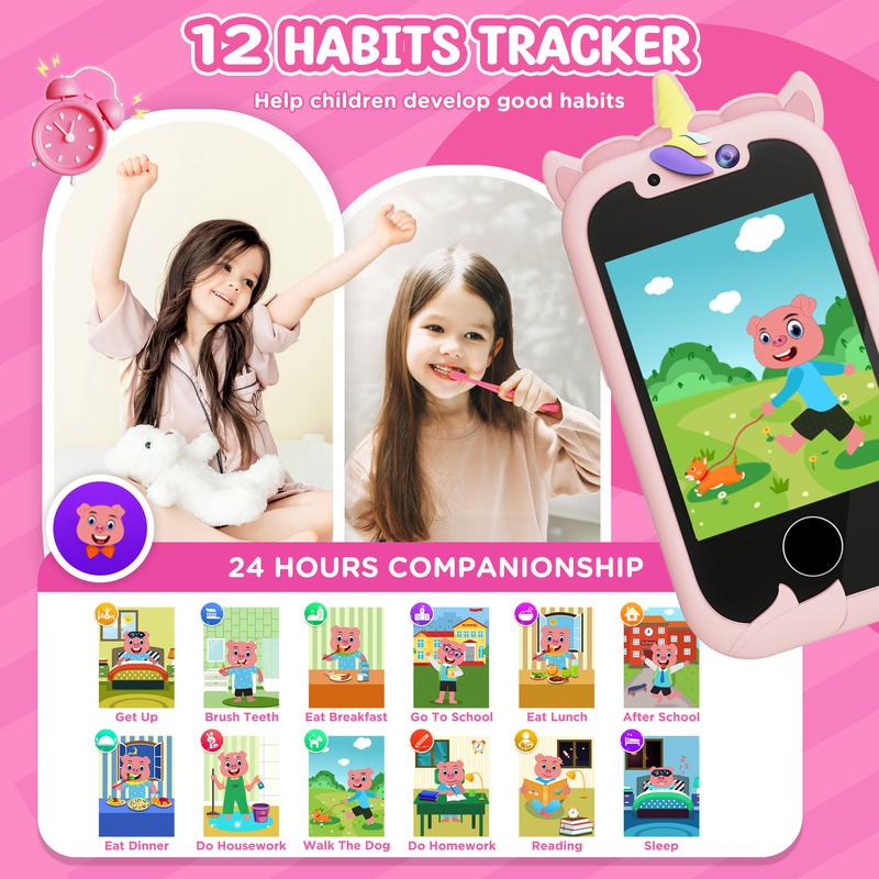 Kids Smart Phone Toy for Girls (Ages 3-10) – Real Play Cell Phone, Perfect Christmas & Birthday Gift (Pink) dual camera unicorn