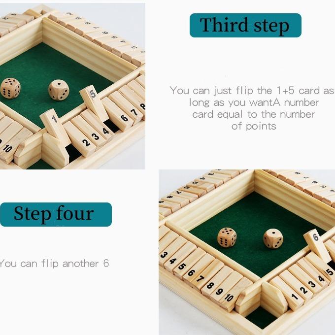 Wooden Shut The Box Game (2-4 Players) -Shut The Box Game Wooden Dice Game ,2 Dice - Wooden Board Table Math Game Amusing Addition Game for Kids & Adults, Family Wooden Board Table Math Games, Dices Classics Tabletop Version Games for Classroom,Home,Party