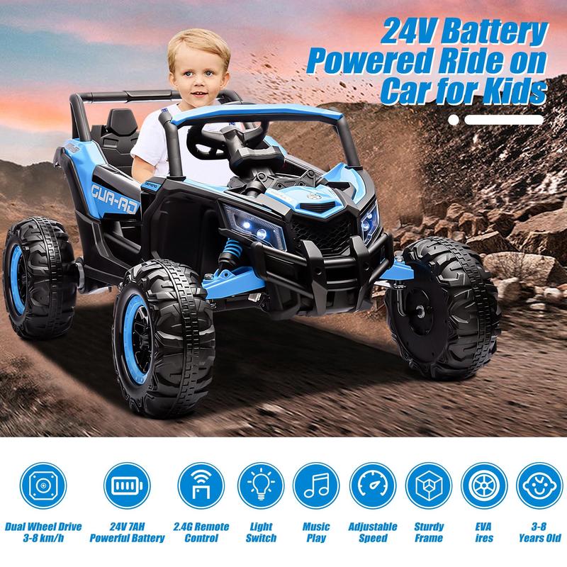 Segmart 24V Ride on Toys for Kids, Large Seat Ride on UTV Cars with Remote Control, Battery Powered Kids Car Electric Vehicle with 3 Speed, Bluetooth Music, 4 Wheels Spring Suspension