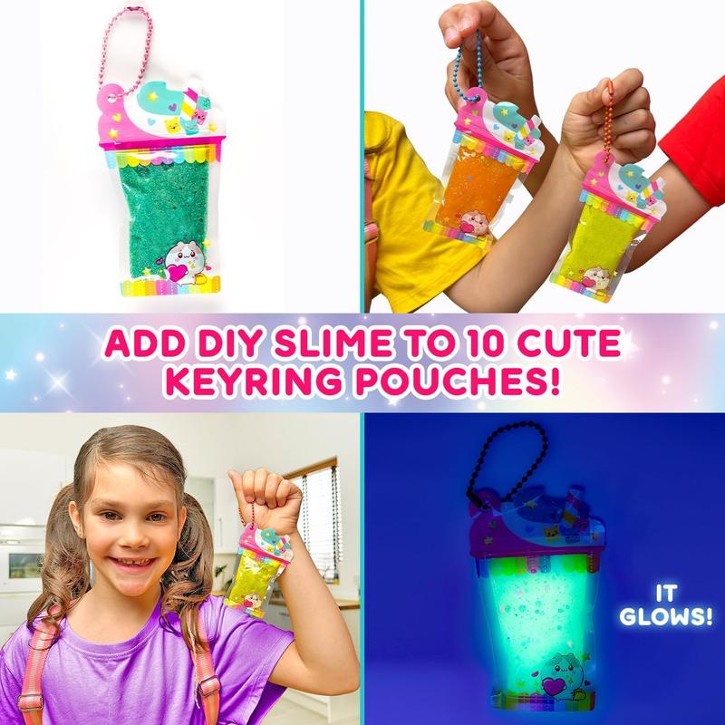 GirlZone My Cutie Pie Slime Kit, Fun Slime Making Kit for Girls to Make Butter Slime and Slime for Girls Keychains, Sensory Slime Kits for Girls, Ideal and Thanksgiving Gift for Kids