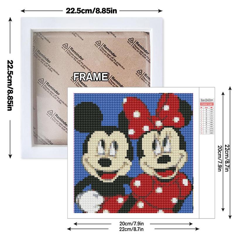 Disney Mickey Mouse and Minnie Mouse Pattern DIY Diamond Arts Colorful Painting Kit with Frame, 1 Set DIY 5D Diamond Arts Painting for Bedroom Home Wall Decor