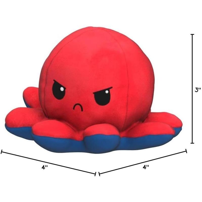 TeeTurtle - The Original Reversible Octopus Plushie - Love + Hate - Cute Sensory Fidget Stuffed Animals That Show Your Mood - Perfect for Valentine's Day! 4 inch