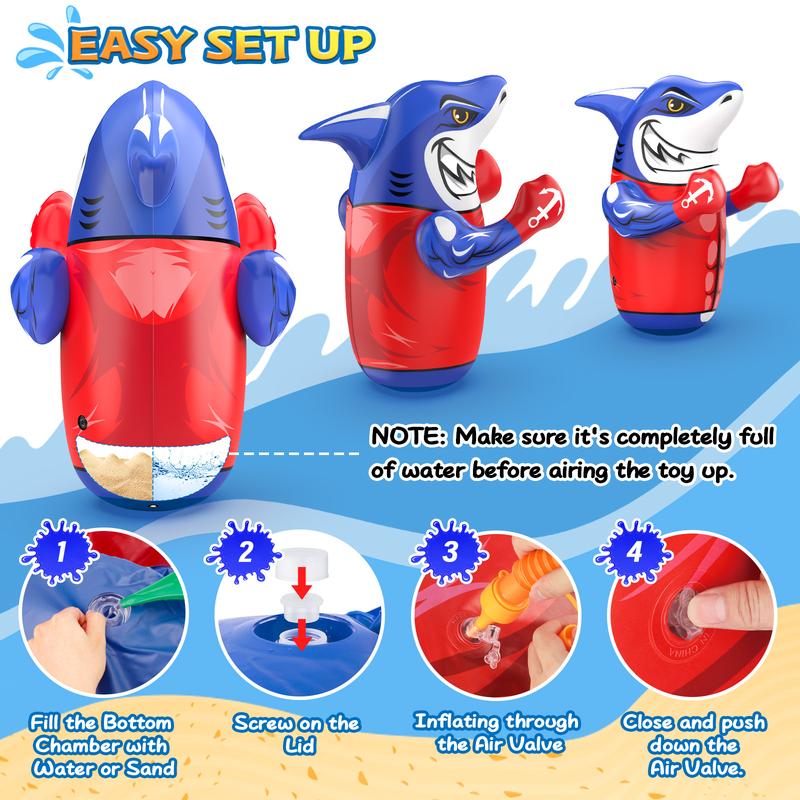 Mr. Shark Inflatable Bopper, Kids Punching Bag Toys with Bounce-Back Action, Uniquely-Designed Durable Indoor & Outdoor Toys Interactive Electronic.