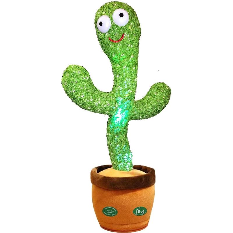 Dancing Talking Cactus Mimicking Toy,Talking Repeat Singing Sunny Cactus Toy 120 count Songs for Baby 15S Record Your Sound Sing+Dancing+Recording+LED