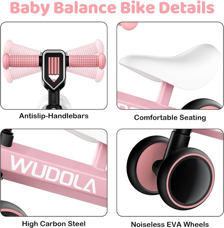 Baby Balance Bike for 1 Year Old, Birthday Gifts for Boys and Girls, No Pedal 4 Silence Wheels & Soft Seat First Bike, Baby Sports