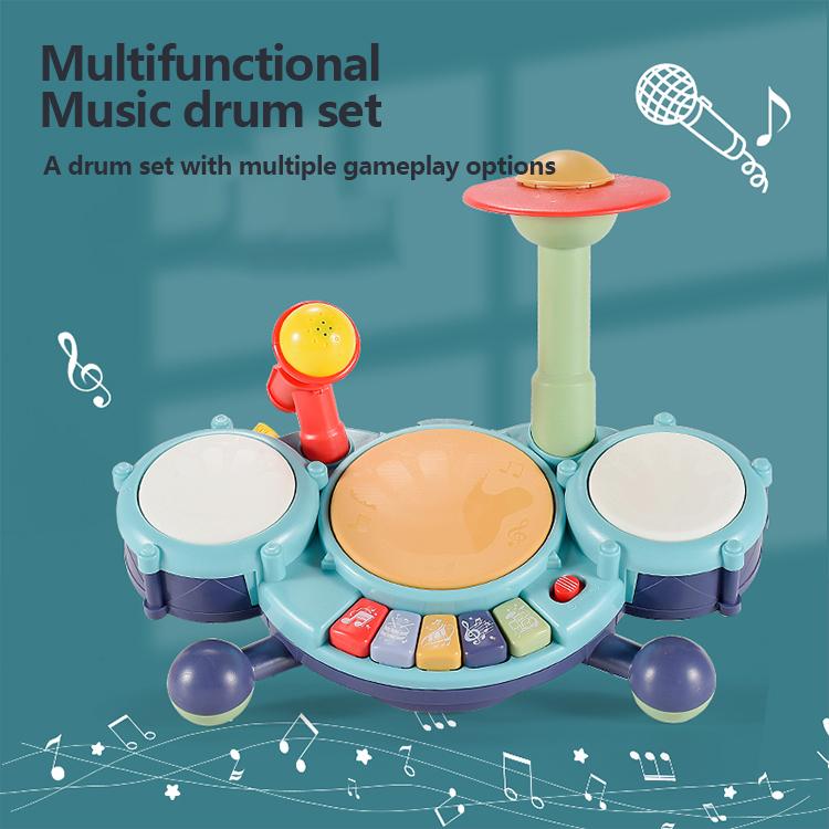 Kids Electronic Musical Toy Drum Set, with Microphone and Chair, Electronic Jazz Drum Set, Suitable for Kids, Babies