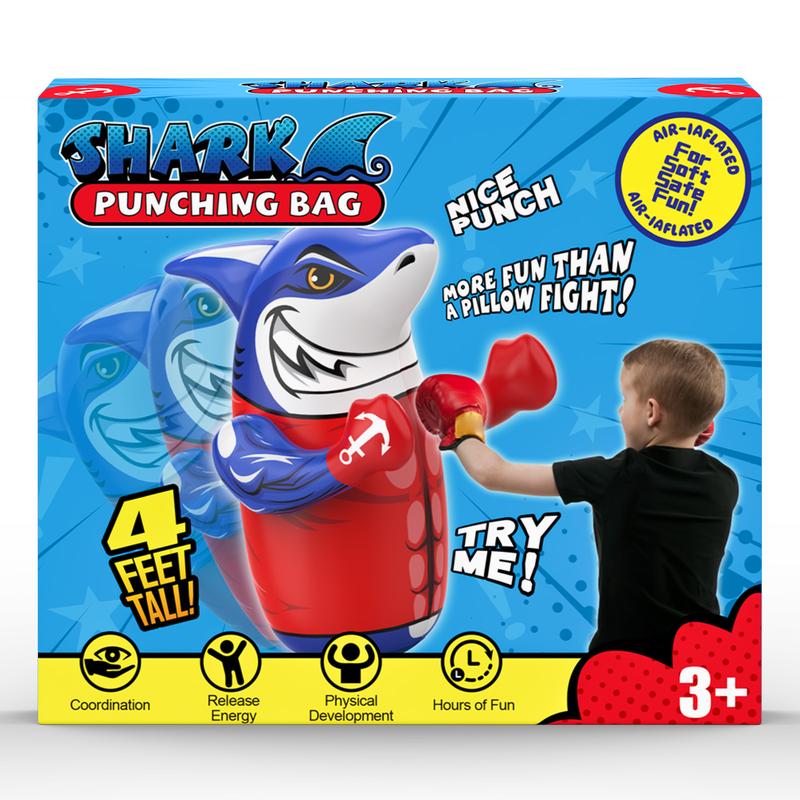 Mr. Shark Inflatable Bopper, Kids Punching Bag Toys with Bounce-Back Action, Uniquely-Designed Durable Indoor & Outdoor Toys Interactive Electronic.