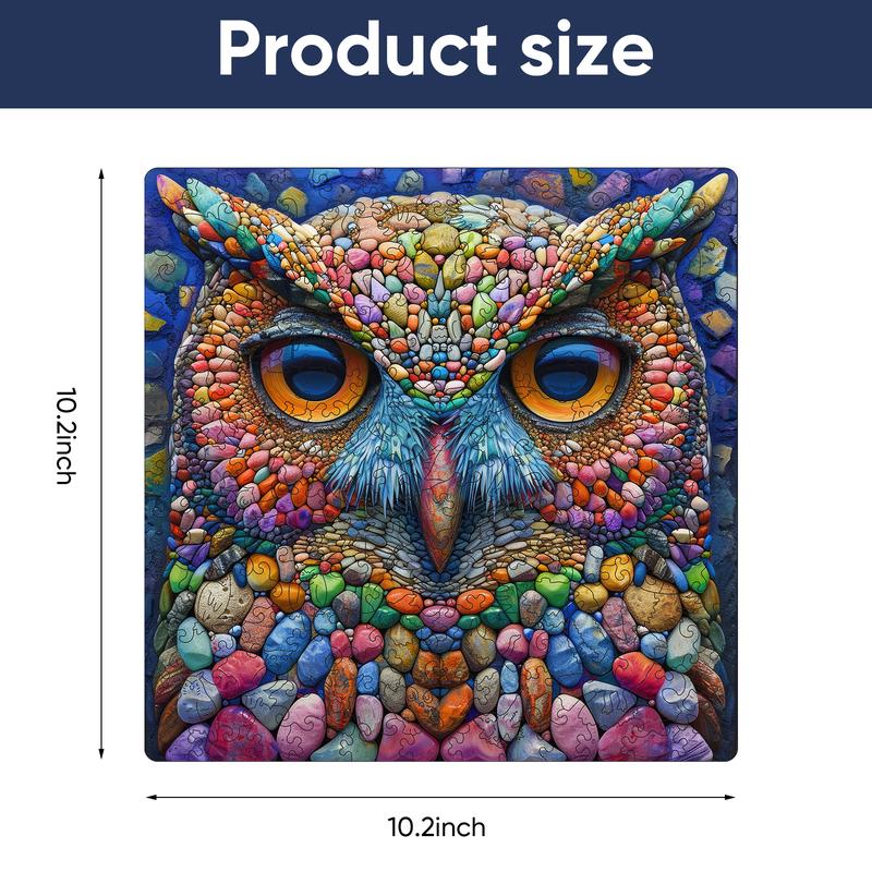 Wooden Puzzles,  Mys Aurora  Stone Owl Wooden Jigsaw Puzzles 80 200 300 500 Pieces, Unique Shaped Wooden Puzzle for Adults and Kids, Christmas Gift Family Game 9.2 x 11.2 Inch