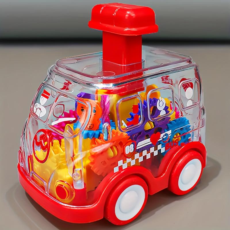 Children Cartoon Transparent Gear Toy Car, Educational Pull Back Car Model, Boy And Girl Christmas Halloween Thanksgiving Birthday Gift ( Gear Color Is Random)