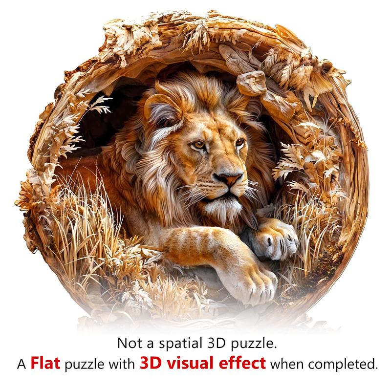 3D Lion Wooden Jigsaw Puzzle - Educational Toy for Kids and Adults 3d  wooden