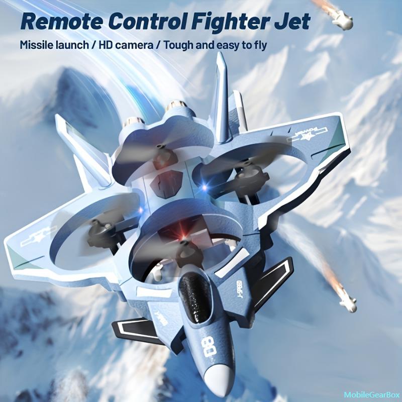 MobileGearBox Remote Control Aircraft 1pc FunFlyer Remote Control Fighter Drone 2.4GHz 4CH USB Rechargeable Plastic Aircraft, 3 Speed ​​Adjustment, 3937.01 Inch Altitude, 5M S Speed, 3149.61-3937.01 Inch Range, 3D Flip, Altitude