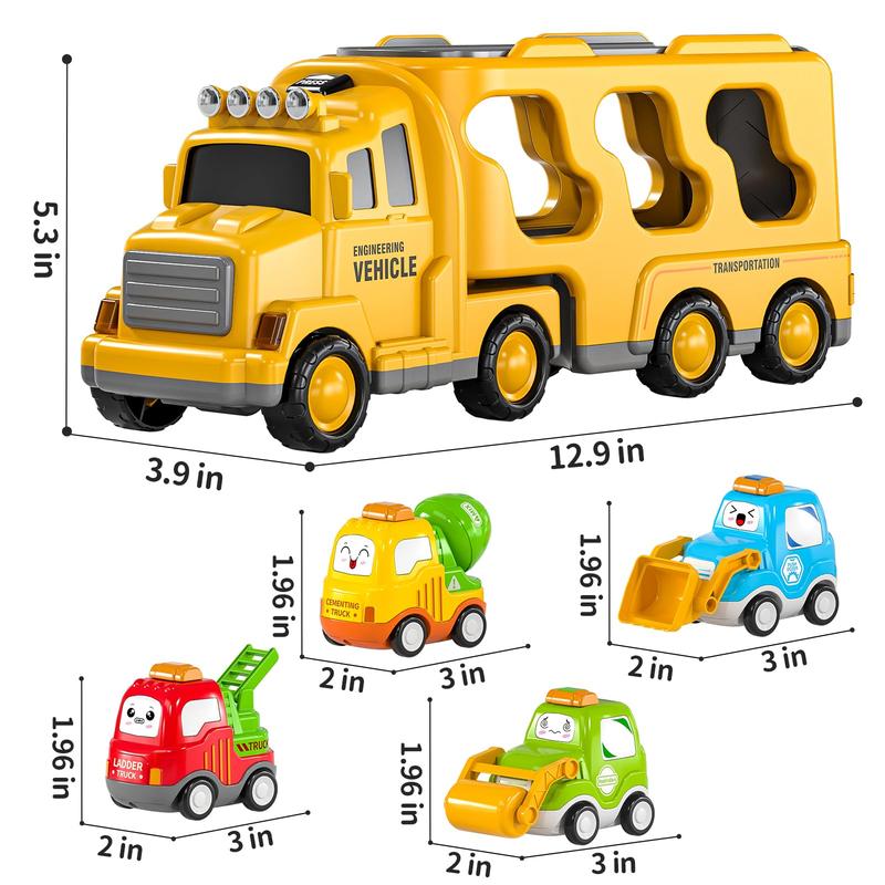 Cartoon Cute Construction Vehicle - Toy Trucks Toys Transport Vehicle Carrier Truck, Trucks Toy Sets Playset Toys Gift Toys