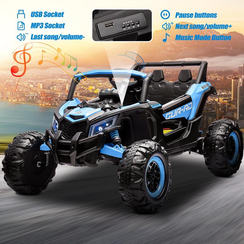 Segmart 24V Ride on Toys for Kids, Large Seat Ride on UTV Cars with Remote Control, Battery Powered Kids Car Electric Vehicle with 3 Speed, Bluetooth Music, 4 Wheels Spring Suspension