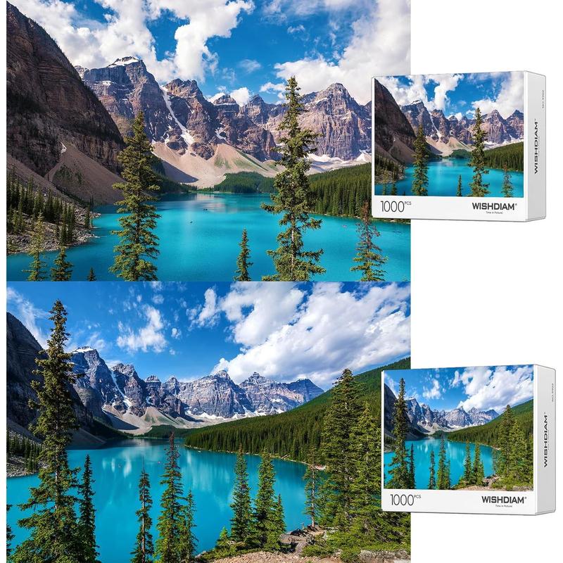 Jigsaw Puzzles 2 Pack 1000 Pieces - WISHDIAM Puzzles for Adults - Moraine Lake National Park Nature Landscape Impossible Challenging Puzzles for Home Decor Birthday Party Gifts Toy for Men Women