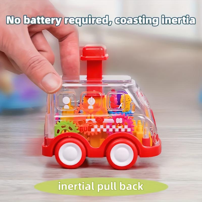 Children Cartoon Transparent Gear Toy Car, Educational Pull Back Car Model, Boy And Girl Christmas Halloween Thanksgiving Birthday Gift ( Gear Color Is Random)