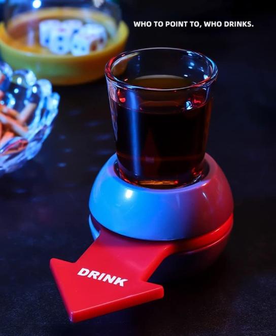 Fun Party Drinking Game with Shot Spinner and 2 Ounce Shot Glass - Yun River Spin The Shot