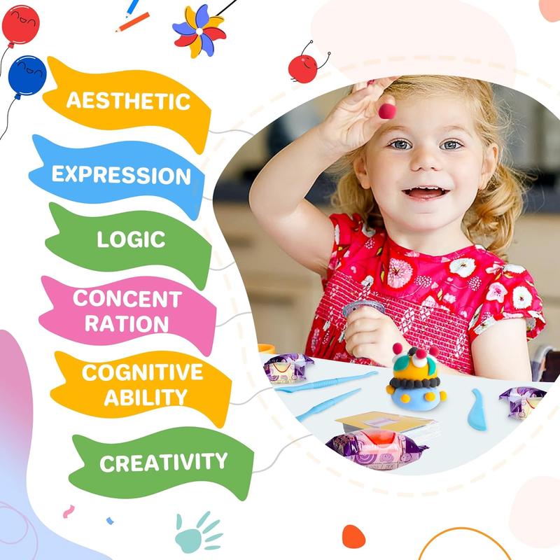 16 PCS Creative Play Dough Ice Cream Party Set - Group STEM Toy with 5 Dough Colors & 11 Tools, Perfect Christmas & Birthday Gift for Kids