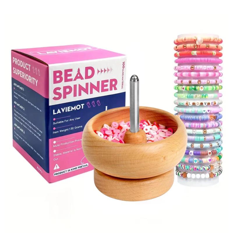 Wooden Bead Spinner Kit, Bead Spinner Kit with Curved Needle and Bead Wire, DIY Bracelet & Jewelry Crafting Kit