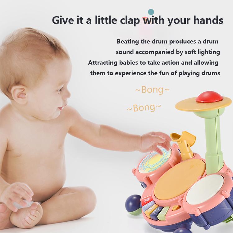 Kids Electronic Musical Toy Drum Set, with Microphone and Chair, Electronic Jazz Drum Set, Suitable for Kids, Babies