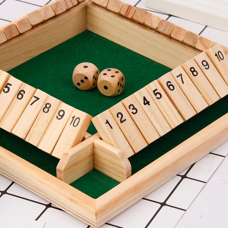 Wooden Shut The Box Game (2-4 Players) -Shut The Box Game Wooden Dice Game ,2 Dice - Wooden Board Table Math Game Amusing Addition Game for Kids & Adults, Family Wooden Board Table Math Games, Dices Classics Tabletop Version Games for Classroom,Home,Party