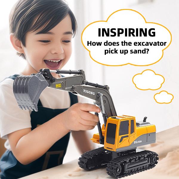 RC Excavator Remote Control Excavator Toy Full Function Construction Vehicles Toys with Shovel for Outdoor Play Sandbox Digger Toys Gifts for you