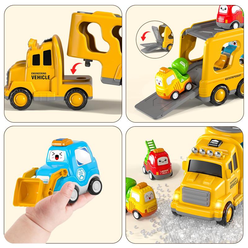 Cartoon Cute Construction Vehicle - Toy Trucks Toys Transport Vehicle Carrier Truck, Trucks Toy Sets Playset Toys Gift Toys