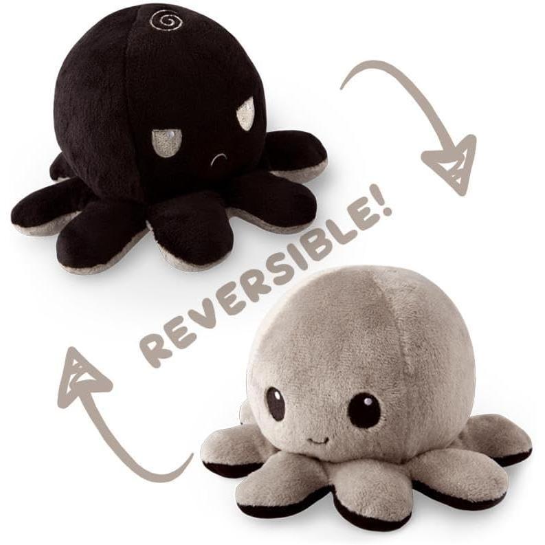 TeeTurtle - The Original Reversible Octopus Plushie - Love + Hate - Cute Sensory Fidget Stuffed Animals That Show Your Mood - Perfect for Valentine's Day! 4 inch