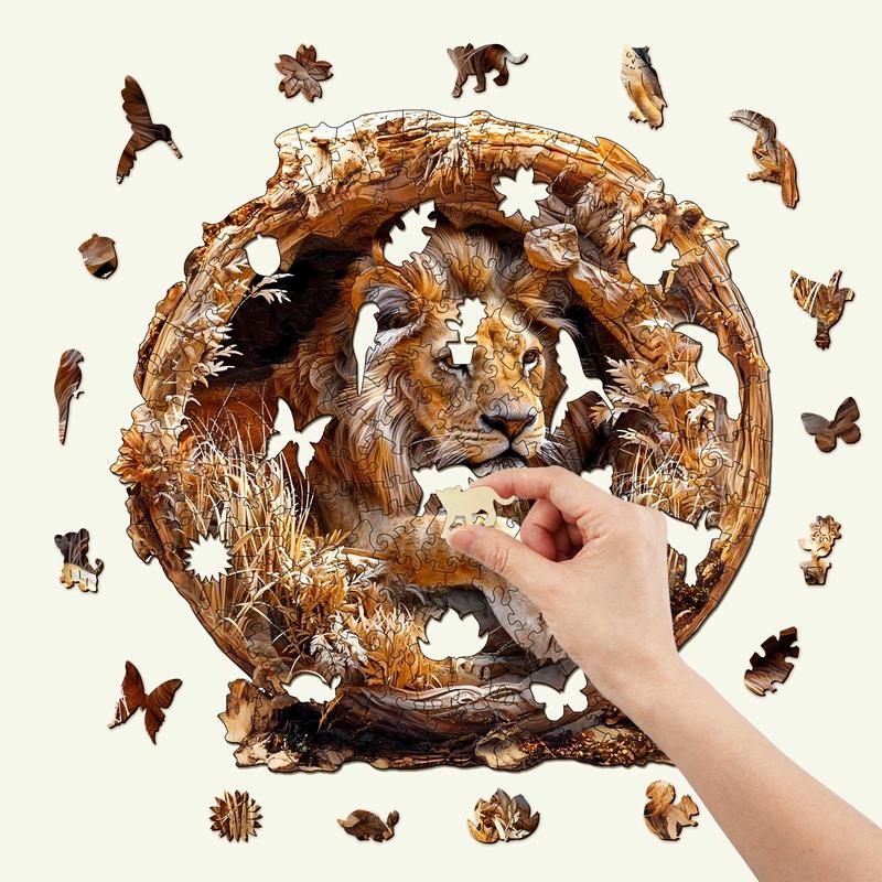 3D Lion Wooden Jigsaw Puzzle - Educational Toy for Kids and Adults 3d  wooden