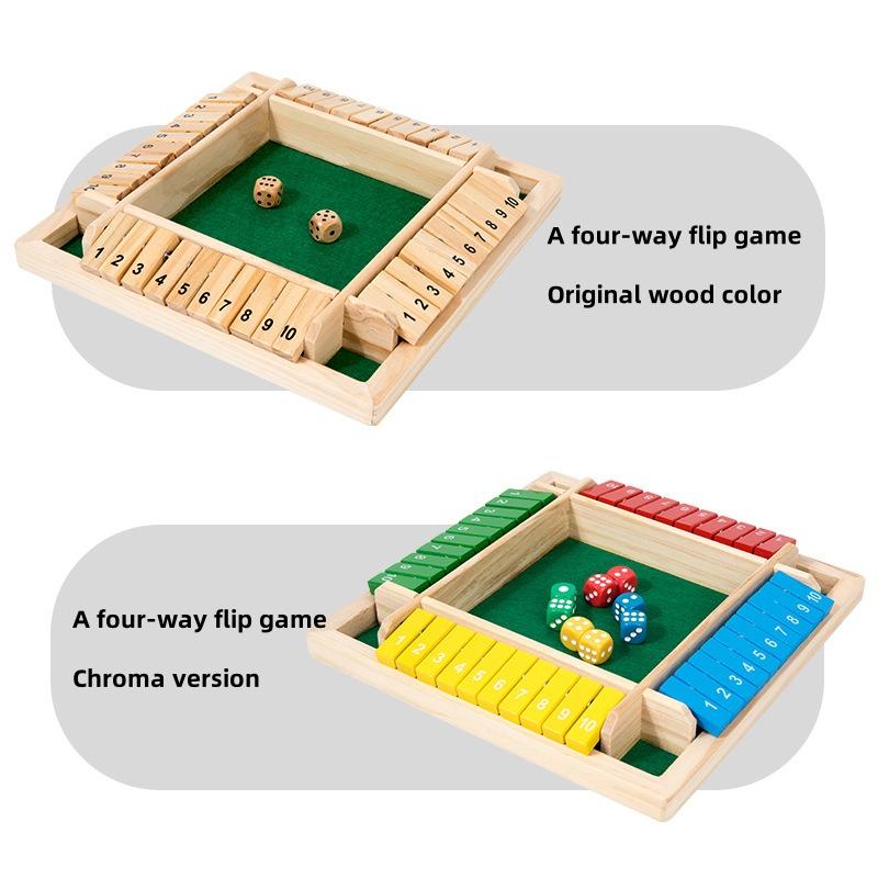 Wooden Shut The Box Game (2-4 Players) -Shut The Box Game Wooden Dice Game ,2 Dice - Wooden Board Table Math Game Amusing Addition Game for Kids & Adults, Family Wooden Board Table Math Games, Dices Classics Tabletop Version Games for Classroom,Home,Party