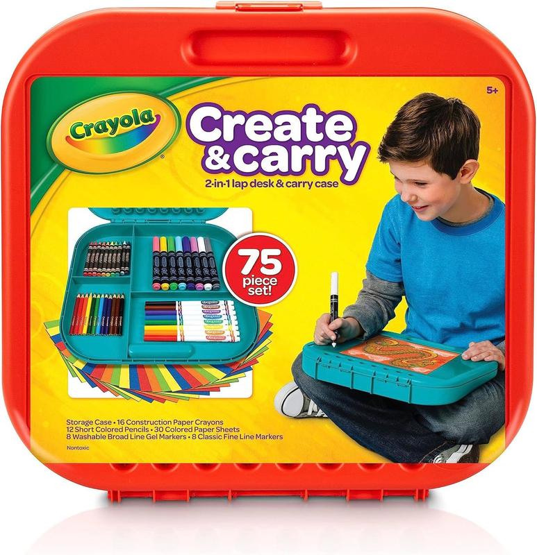 Crayola Create 'N Carry Art Set (75pcs), Art Supplies Kit, Drawing Set for Kids, Arts & Crafts Supplies, Holiday Gift for Kids, 5+