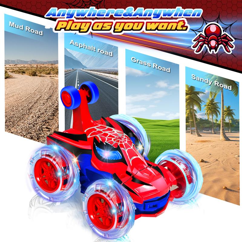 Remote Control Car,360° Rotating 2.4GHz Fast Stunt RC Cars with Wheel Lights Off Road RC Crawlers Toys for Boys 4-6 6-8 8-12 Birthday Christmas Gifts