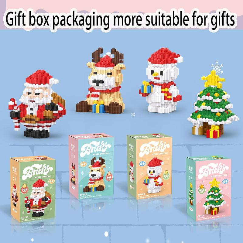 2024 Christmas Block Set - Christmas Stacking Toys - Miniature Blocks - Santa Claus - Christmas Tree - Elk - Snowman - For Ages 6+