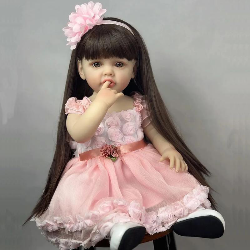 55cm Full Body Soft Silicone Doll, 22in Princess Newborn Lifelike Art Toy, Christmas Gift